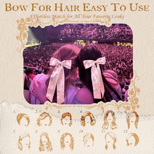 NEOVISTA Pink Silky Satin Hair Bow Clip - Short n’ Sweet Tour Print