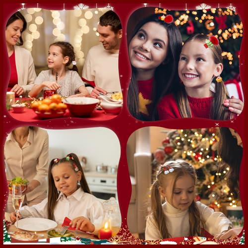 30-Piece Christmas Hair Accessories Set for Girls, Festive Hair Clips & Ties