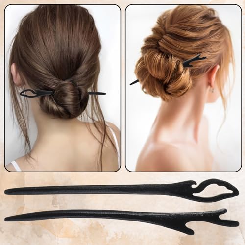 8-Pack Vintage Wooden Hair Sticks for Long Hair Buns