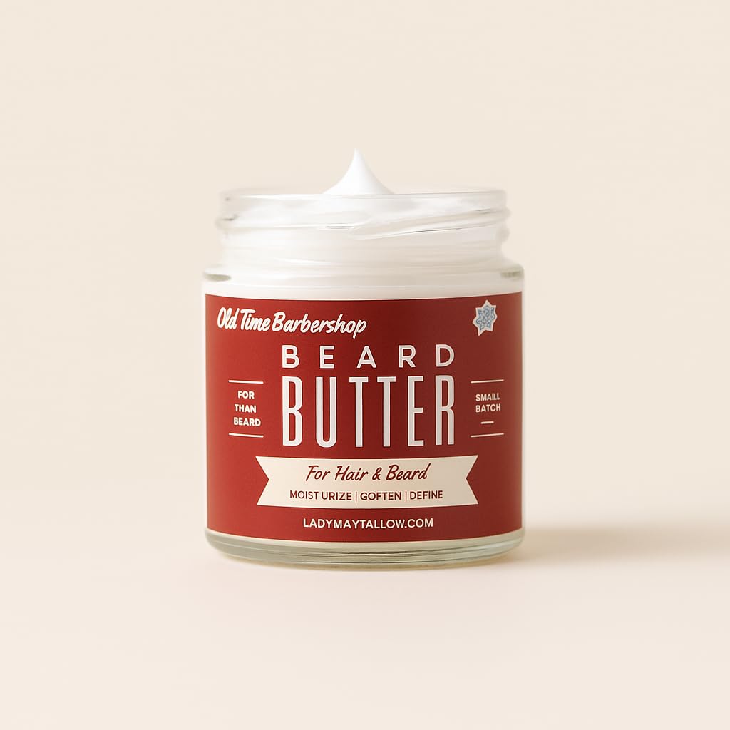 Tallow Man Deluxe Gift Set - Beard Butter Trio (Bay Rum, Tobacco Vanilla, Barbershop), Hand Salve & Leather Conditioner | Premium Men's Grooming | 5-Piece Set