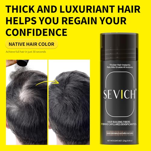 SEVICH Hair Building Fibers - Instant Thickening Keratin Powder, Light Brown
