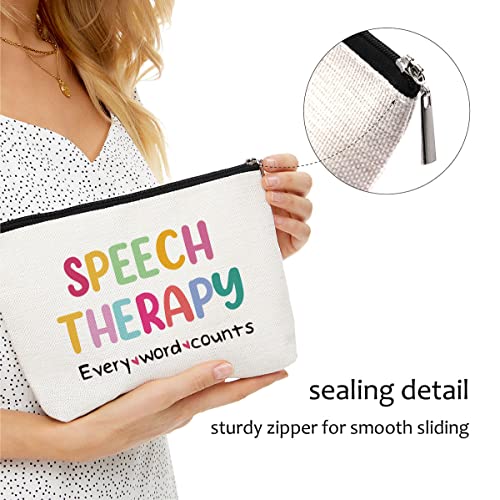 Blue Leaves Multicolor Speech Therapy Makeup Bag - Waterproof, Double-Sided, 9x7 Inch