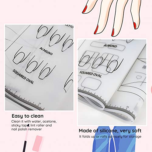 Segbeauty Diamond Style Acrylic Nail Training Mats 2pcs - Flexible Silicone Practice Pads for Nail Art