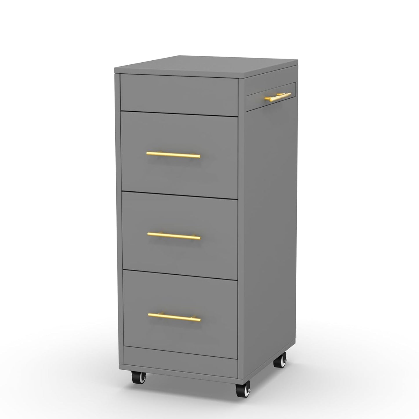 Salon Trolley Cart - 3-Drawer Rolling Hair Styling Station | Mobile Beauty Trolley with Hot Tools Holder - Grey