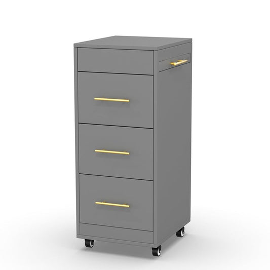 Salon Trolley Cart - 3-Drawer Rolling Hair Styling Station | Mobile Beauty Trolley with Hot Tools Holder - Grey