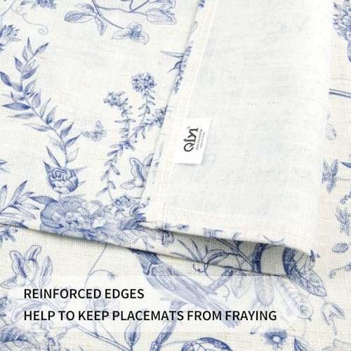Boho Linen Placemats Set of 4 | 12x18 Inch Washable Table Mats