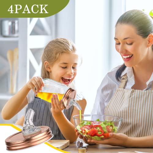 Mason Jar Pour Spout Set - 70mm Leak-Proof Dispenser with Caps