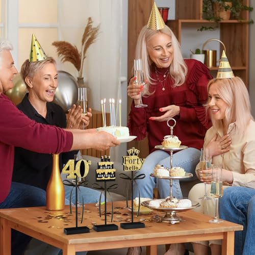40th Birthday Table Decorations - 3 Wooden Signs Set