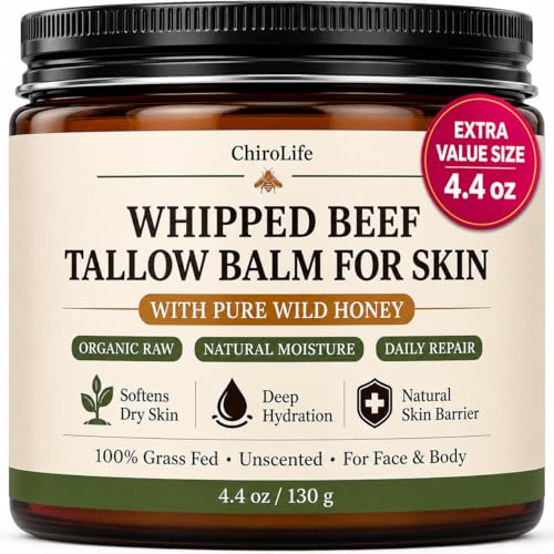 Grass-Fed Beef Tallow Skin Moisturizer with Honey & Beeswax 4.4 oz - Natural Body Balm