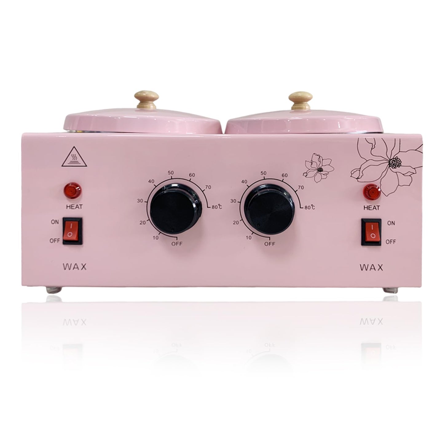 FHATSJ Portable Single Pot Wax Warmer for Painless Hair Removal, Fast Temperature Adjustable Wax Heater with Large Wax Pot for Facial Skin Body SPA Salon Equipment Beauty Salon (Pink-Single Pots)