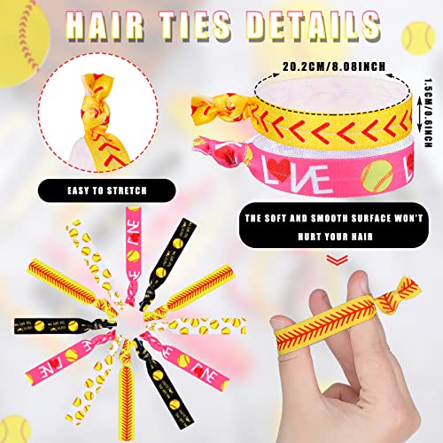Dingion 48 Pcs Softball Accessories Set: 24 Bracelets + 24 Hair Ties Yellow