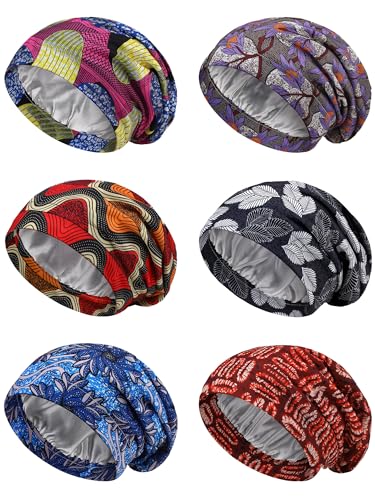 Sintege Floral Pattern Satin Lined Sleep Bonnet Set for Women & Men - Cancer Chemo Cap