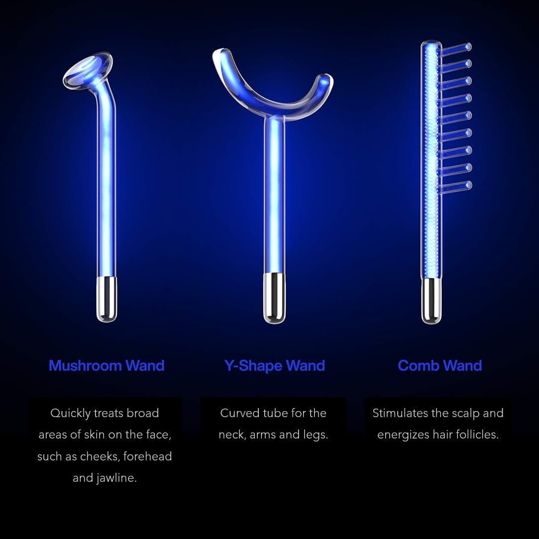 NuDerma Clinical Portable Skin Therapy Wand - 6 Fusion Neon & Argon Wands for Anti-Aging, Skin Tightening & Radiance | Wrinkle Reduction