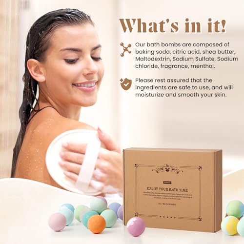 ZenBombs Natural Bath Bombs Set - 20 Colorful Fizzing Bath Balls