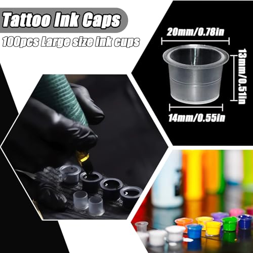 YONGDA Skull Ink Cap Holder with 100 Large Ink Cups - Tattoo Supply