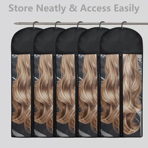 Ulbemoll Black 31.5-Inch Wig Storage Bag with Hanger – 5 Pcs