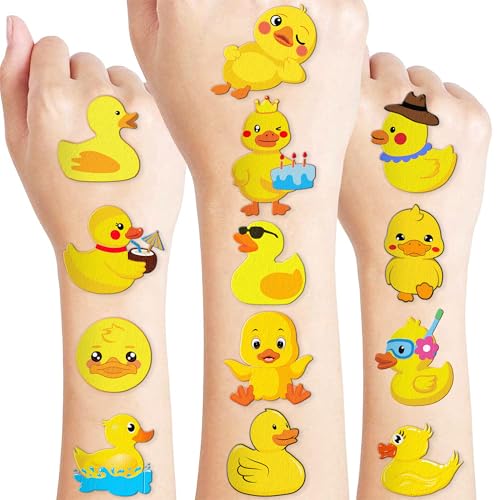 60 Pre-Cut Rubber Duck Temporary Tattoos for Kids Parties