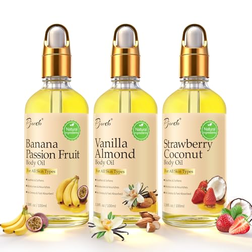 Pjordo Body Oil with Passion Fruit, Vanilla & Coconut - Moisturizing Bath & Skin Care