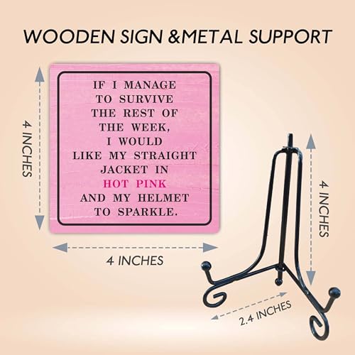 Inspirational Wooden Desk Sign - Hot Pink Office Decor