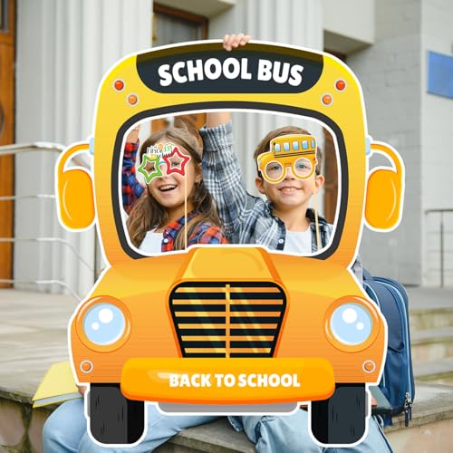 Back to School Photo Props Set - School Bus Frame & 18 Accessories
