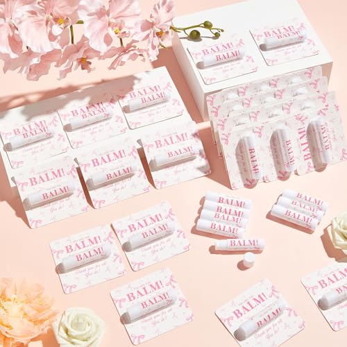 15 Pack Pink Bow Lip Balm Bulk - Lonfliness Gift Set for Weddings, Galentine’s & Parties (Variation 15)