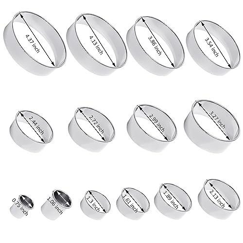 14-Piece Stainless Steel Round Cookie Cutter Set - Multi-Size Biscuit Cutters for Baking