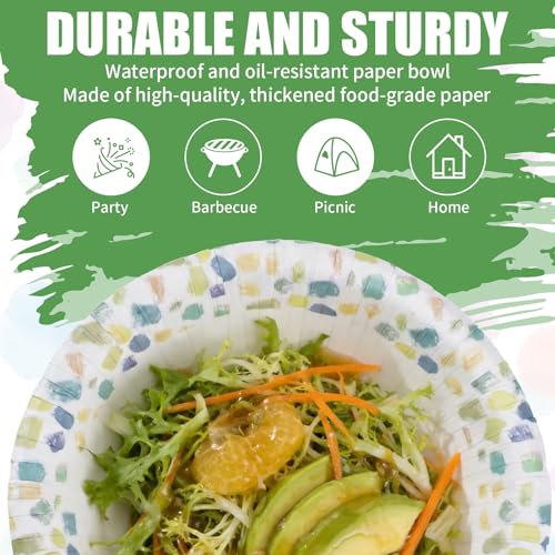 30 Count 8oz Microwaveable Disposable Paper Bowls - Eco-Friendly & Durable