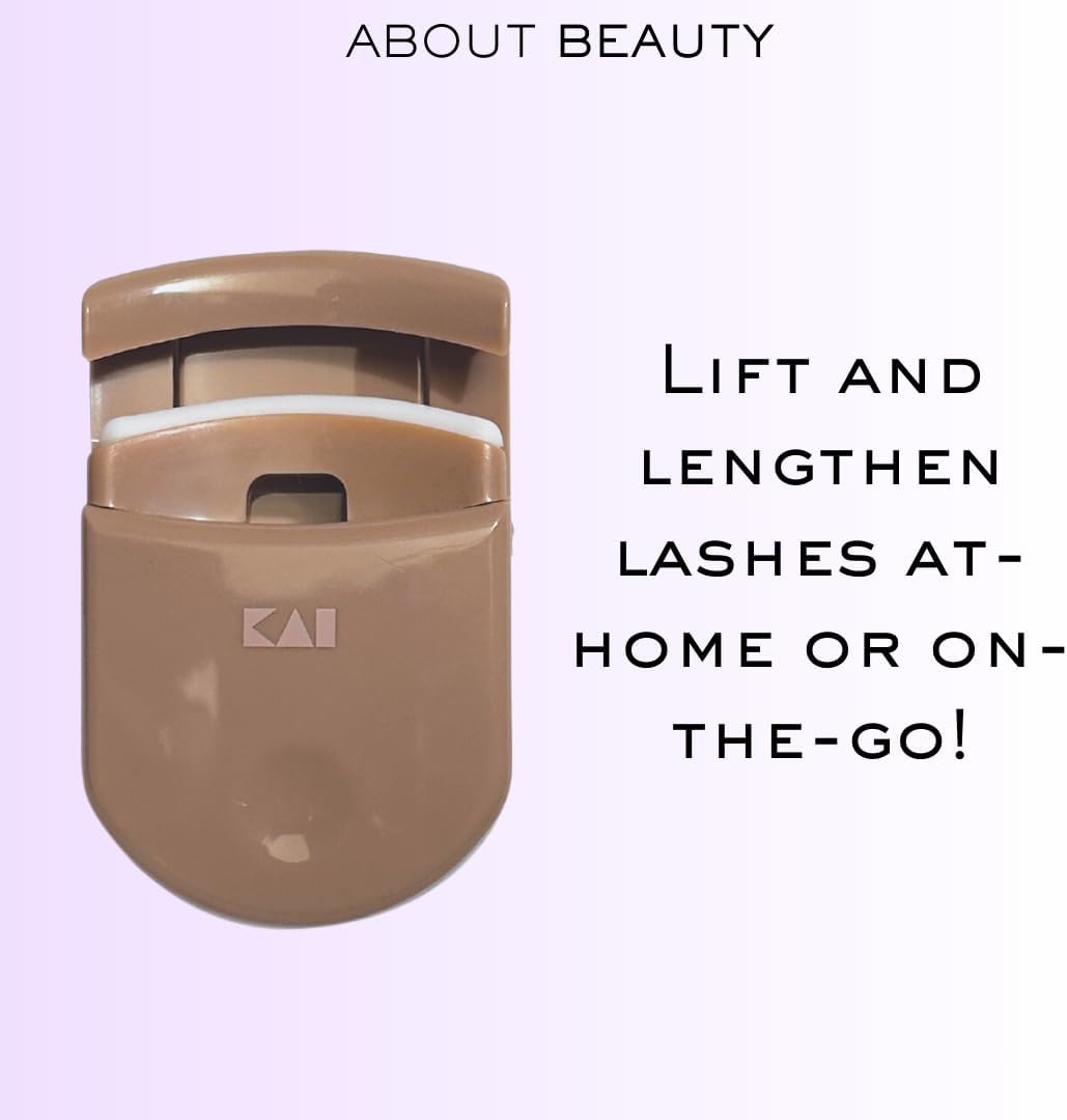 Compact Eyelash Curler - Portable Travel Lash Curler with Replacement Pad | Ergonomic Design for Gentle Curling