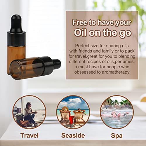 Pack of 100 - 3ml Amber Glass Dropper Bottles with Pipettes