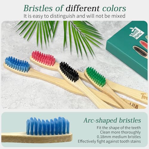 Green Bamboo Toothbrushes 8-Pack with Medium Bristles - Eco-Friendly & Recyclable