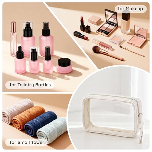 Segbeauty 2-Pack Medium Clear Travel Toiletry Bags - Waterproof Makeup Organizers