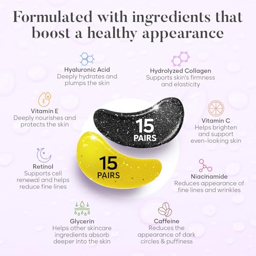 BLOOMORA Under Eye Patches for Dark Circles & Puffiness - 30 Pairs