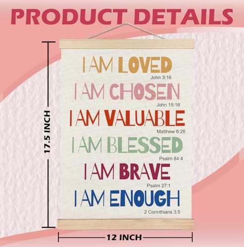 Motivational Bible Verse Canvas Wall Art for Girls - 12x16 Inch
