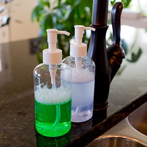 Youngever 6 Pack Clear 12oz Refillable Plastic Pump Bottles with Locking Dispensers