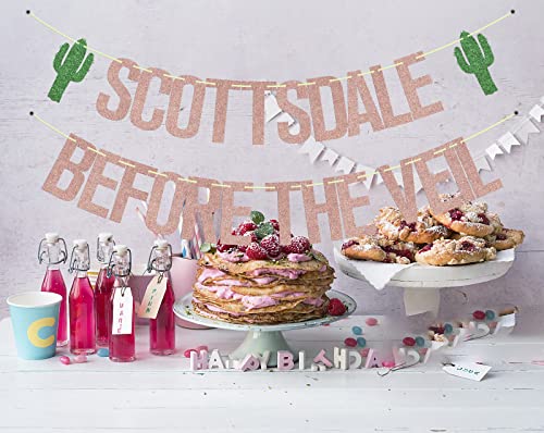 Scottsdale Before the Veil Bachelorette Party Banner - Rose Gold Cactus Decor