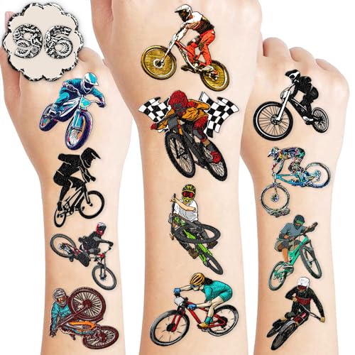 96 Pack Bike Temporary Tattoos for Kids and Adults - Party Favors & Decorations