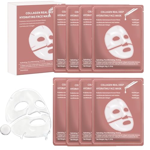 Anweina Overnight Collagen Face Mask, Anti-Aging Hydrating Treatment (8 Pack)