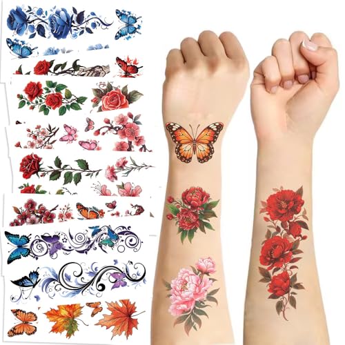 96PCS Flower Temporary Tattoos - Waterproof Stickers for Body Art