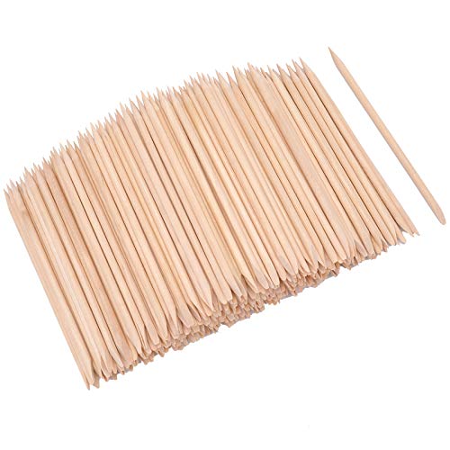 Hedume 600 Pcs Orange Wood Nail Sticks - Double Sided Cuticle Pushers