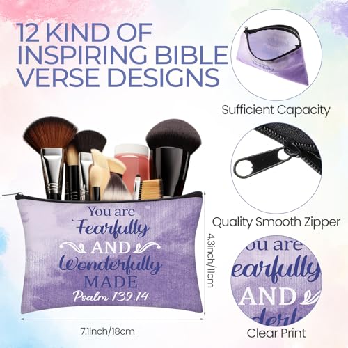 Geelin 24 Pcs Watercolor Christian Gifts for Women - Makeup Bags & Mirrors