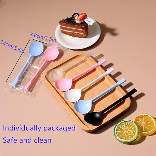 100 Heavy-Duty Disposable Soup Spoons - Individually Wrapped Plastic