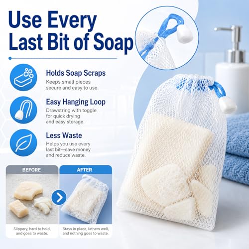 Lagincig Mesh Soap Bag Pack of 20 - Travel & Shower Foam Pouches with Drawstring