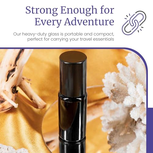 Infinity Jars 10ml Black Ultraviolet Glass Roller Bottle - Airtight Essential Oil Container