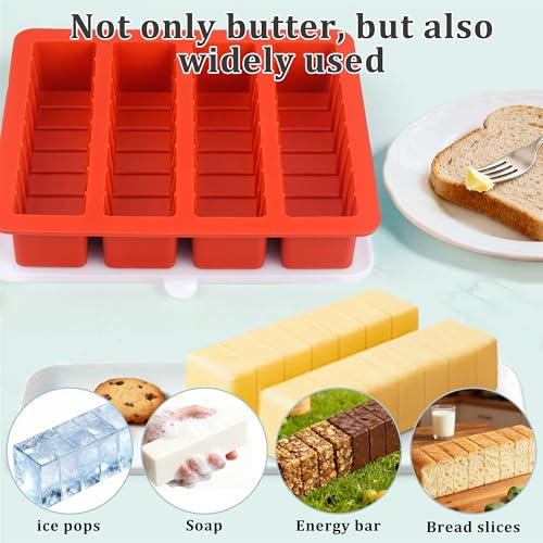 Silicone Butter Tray with Lid - 2 Pack Non-Stick Mold for Homemade Butter