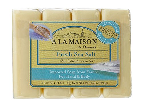 A LA MAISON Fresh Sea Salt Bar Soap, Triple Milled Moisturizing Soap 4-Pack