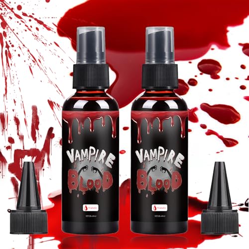 Fake Blood Spray for Halloween - 2 Pack, Washable, Realistic Dripping & Spatter Effects