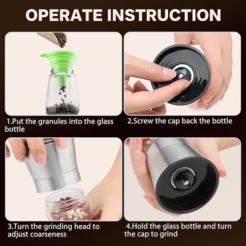 M JINGMEI Stainless Steel Salt and Pepper Grinder Set with Adjustable Coarseness