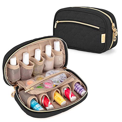 LUXJA Nail Polish Case - Padded Organizer for 10 Bottles, Black