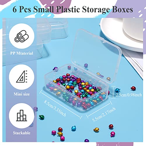 6-Pack Clear Plastic Storage Containers with Hinged Lids - Craft Organizer Boxes