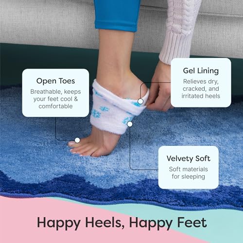 ZenToes Moisturizing Heel Socks with Gel Lining - Snowflake Pattern, Regular & Blue/White